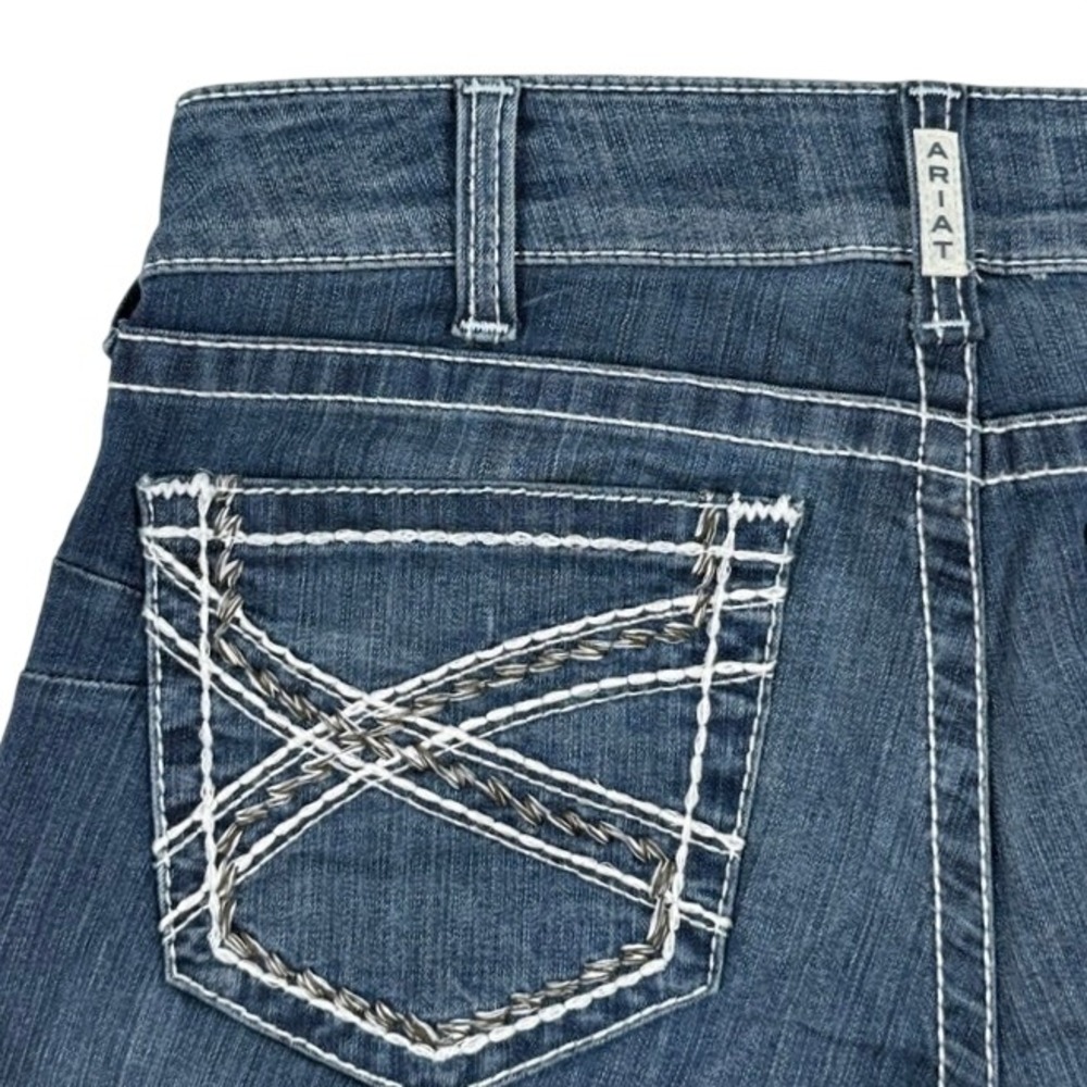Ariat REAL Mid Rise Bootcut Jeans Marine Entwined Blue Western Womens 31XL